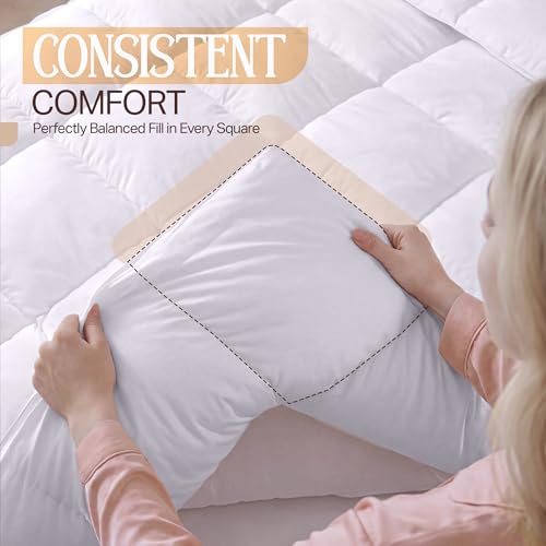 Beddora Cooling Quilted Comforters King Size, Duvet Insert for All Season, Down Alternative Box Stitched Bed Comforter with Corner Tabs, Breathable & Machine Washable (White) by BEDDORA INC. - Image 6