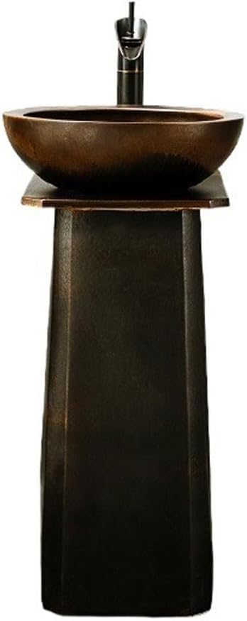 Pedestal Sinks Retro Wash Basin Outdoor Column Courtyard Balcony Floor-Standing Bathroom Art Sink (A)