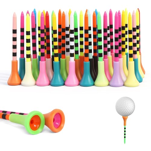 GFUEIGJ 60 Stück Golf Tees Kunststoff 83mm Golf Tees Plastik Golf Zubehör für Abschlag und Übungs, Geschenk für Golfer oder Familie