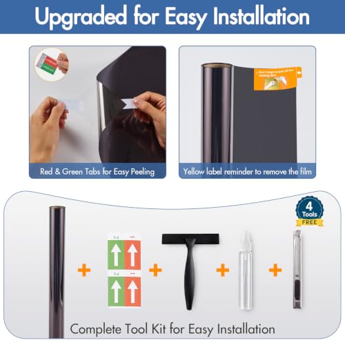 Image of Coavas One Way Privacy Window Film with 3 Tools, Black 23.6 inchx 78.7 inch