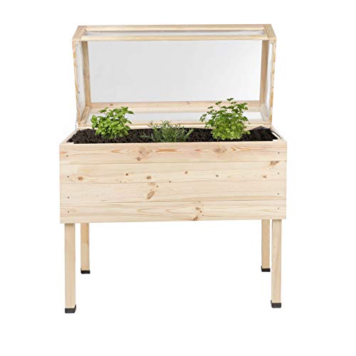 HI 62914 Hochbeet aus Holz mit Deckel und Folie 105x50x100cm