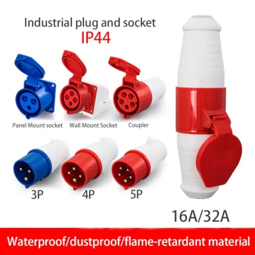 Base de enchufe industrial IP44 de pared 3P 16A trifásico resistente 3