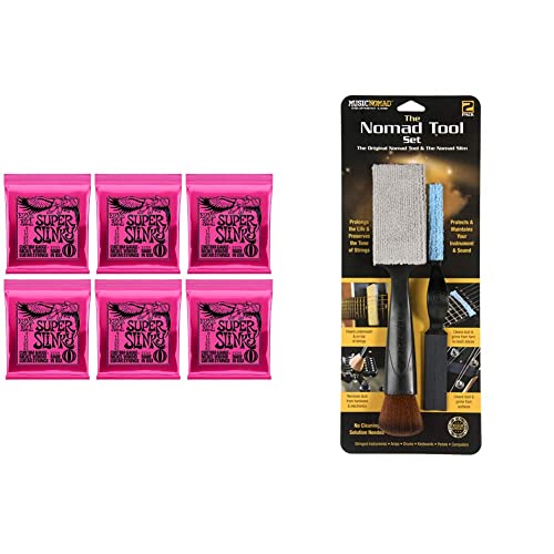 Ernie Ball Super Slinky Nickel Wound Electric Guitar Strings 6 Pack - 9-42 Gauge & Musicnomad The Nomad Tool Set - The Original Nomad Tool & The Nomad Slim (Mn204) #TOP23