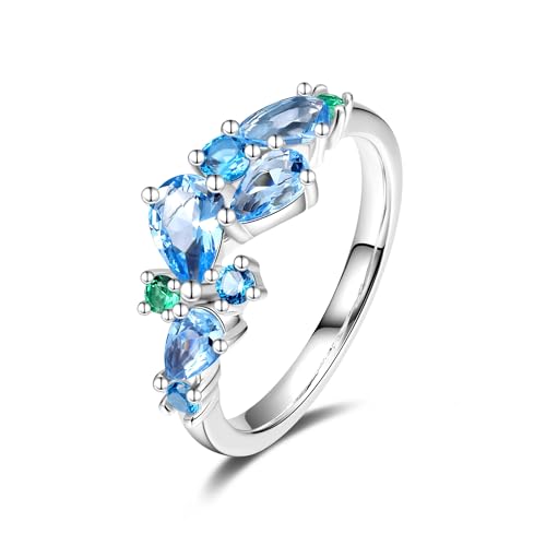 Bague en argent et pierres précieuses Wisteria, cadeau idéal pour anniversaire et mariée