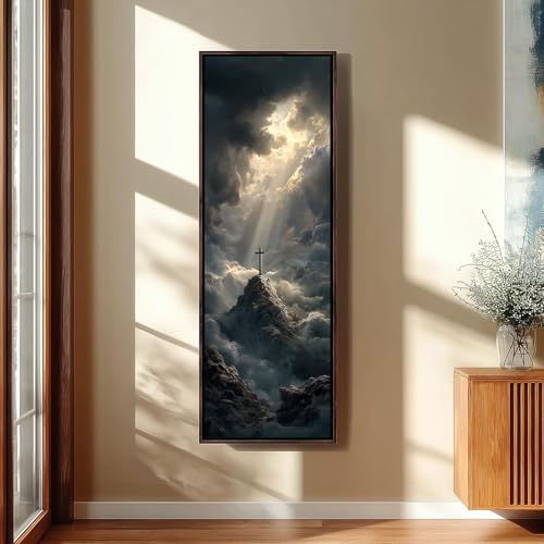 Toile longue et étroite paysage de montagne spectaculaire déco murale
