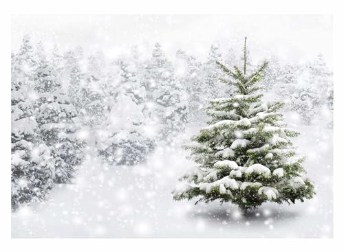 Allenjoy Christmas Backdrop 7x5ft Natural Winter Forest Snowflake Snowfall Background for Photography White Snow Tree Home Party Decoration Photo Booth Props