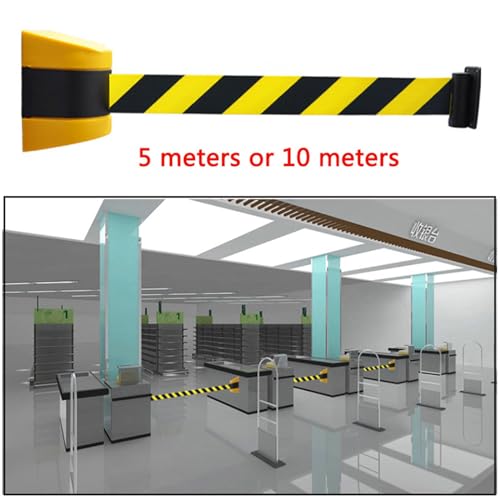 Barrera Magnética De Pared Retráctil con Cinta, 5 M De Longitud, Barrera De Seguridad para Oficinas, Áreas Públicas Y Zonas De Venta De Entradas.
