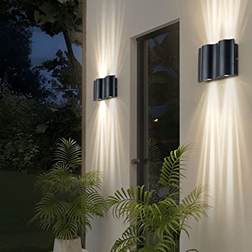 Image of Unique Arc Design LED Sconce Up and Down Lights Wall Sconces Waterproof Outdoor Wall Lights,Suitable for Gardens-2pack (3000K, 4LED)