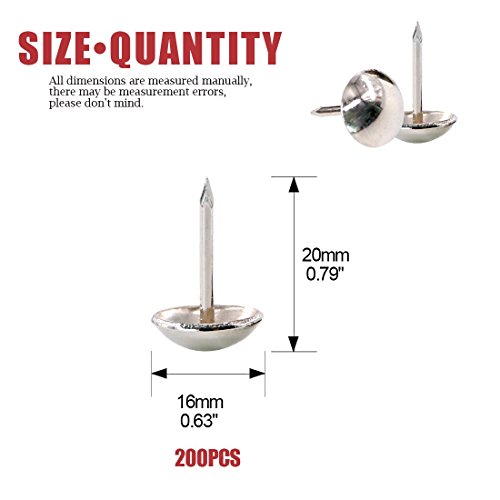 Hilitchi 200 Pieces 5/8'' (16Mm) Round Dome Head Vintage Decorative Upholstery Nails Tacks Furniture Sofa Thumb Tacks Nails Pins With Clear Plastic Case (Silver) #TOP1