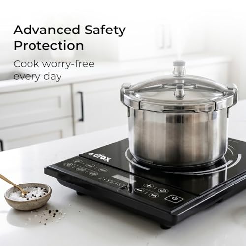 Image of ARTIFAX 1800W Induction Cooktop with 6 Power Levels & Push Button Control | Auto Cook Menu | Overheat Protection | LED Display | Energy Efficient Electric Induction Stove (Black)