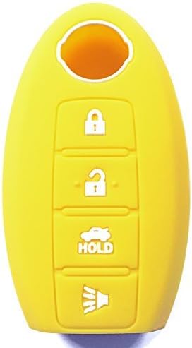 Remote Smart Key Cover 4 Button NISSAN Yellow with white accents FITS ALL by First Midwest
