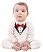Costume frack - Tuta - Tutina - Bambino - Bimbo - Neonato - Gentleman - Pagliaccetto - Maniche Lunghe - Papillon - Travestimento - Bianco - 6-12 mesi - Taglia 80 - Idea regalo natale compleanno