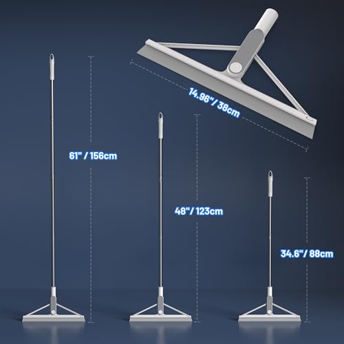 KOLLIEE Squeegee Broom Rubber Floor Squeegee with Long Handle Adjustable 61" Professional Squeegee Mop for Wet Room Floor Tile Garage Deck Bathroom Window Floor Wiper - Image 4