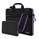 Hseok Laptop Shoulder Bag 13-14 inch Shockproof Water-Resistant HandBag with Small Case Compatible with MacBook Pro/Neo 14' M5/M4/M3/M2/M1, Mac Air/Pro 13.3', XPS 13/14, Most 13'-14' PC,Black-purple