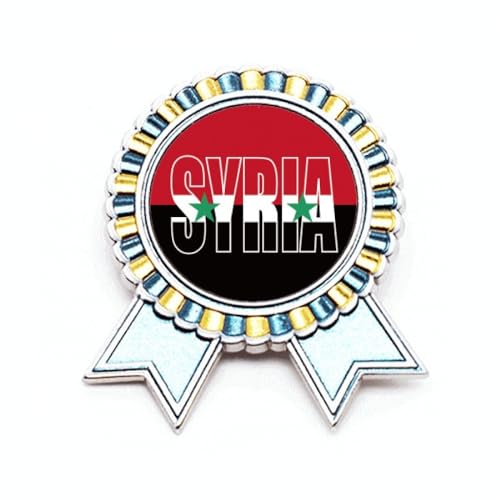 Broche drapeau de l'Asie style médaille de prix avec finitions Art déco en métal de qualité