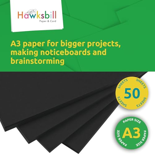 Hawksbill A3 Black Card Stock 225 GSM– 50 Pack Thick Premium Smooth Cardstock for Making Stationery Home or Office Use and Arts or Crafts - Image 4