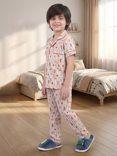 Image of POLKA TOTS 100% Pure Cotton Half Sleeve Night Suit for Kids, Girls & Boys | Cotton Pyjama Set | Unisex Night Dress for Children | Night Suit for Girls |Sleepwear for Kids | Winter Night Dress for Boys