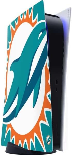 Skinit Decal Gaming Skin Compatible with PS5 Digital Edition Console - Officially Licensed NFL Miami Dolphins Distressed- Aqua Design