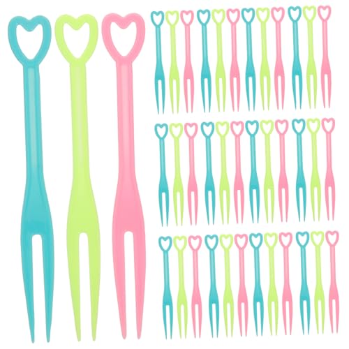 BRIGHTFUFU 500Pcs Fruit Forks for Reusable Dessert Picks Heart Shaped Food Picks for Appetizers Salad and Snacks for Parties and