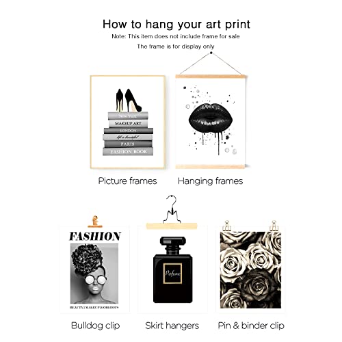 Hoozgee Glam Gray Fashion Wall Decor Girls Room Decor Wall Art Pints Silver Perfume Book High Heels Flowers Lips Posters Prints Bedroom Office Home Decor For Women (8"X10" Unframed) #TOP3