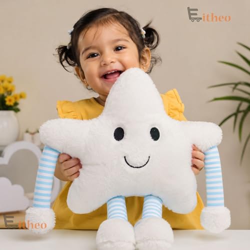 Image of EITHEO Star Soft Pillow Plush Toy for Kids & Babies | Cute Stuffed Star Cushion with Arms & Legs | Soft Cuddly Toy for Boys & Girls | Nursery Decor, Car Pillow & Birthday Gift