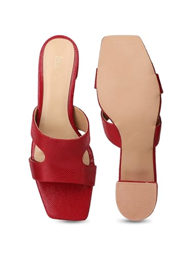 Image of Inc.5 Womens Red Casual Solid Square Toe Block Heels