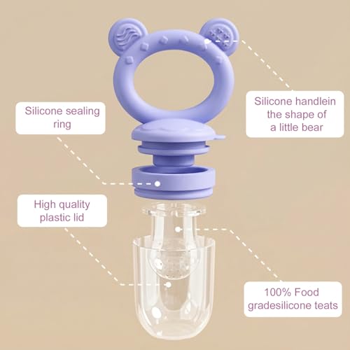 Image of Baby Breastmilk Popsicle Molds & Baby Fruit Feeder, Infant Food Freezer Tray Storage Containers, Silicone Teething Pacifier Feeder and Teether for Babies,Boys and Girls-Purple