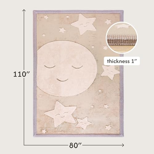 Image of Hakuna Matte CloudRise Baby Play Mat for Floor 80 inch x 110 inch Moon & Stars | Coral Velvet high-density foam Rug for Crawling Cozy Play - Non-Slip, Water-Resistant, Easy-Care Tummy Time Mat