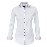 Manschetten mit Knopfleiste HEVENTON Bluse Damen Langarm in Weiß von Hemdbluse - Größe 34 bis 50 - elegant und hochwertig Farbe Weiß, Größe 42