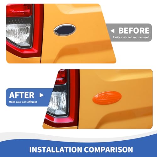 Image of RAZPOY for Bronco Emblem Cover, 5.31inch Rear Tailgate Overlay Badge Emblem Cover Trim Fit for 2021-2026 Ford Bronco & Bronco Sport, USA Flag Orange