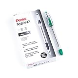 Pentel R.S.V.P. Ballpoint Pen, 1.0mm Medium Tip, Green Ink, Box of 12 (BK91-D)