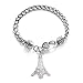 Eiffel Tower Clear Crystals Silver Chain Lobster Claw Bracelet