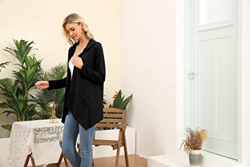 VIISHOW Womens Lightweight Casual Hoodie Cardigans Open Front Waffle Knit Long Sleeve Outwear Coat with Pockets3