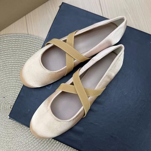 INEELUYI Women's Round Toe Paired with Trendy Cross Straps Mary Jane Cute and Sweet Single Shoes2