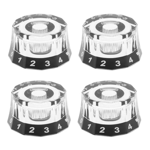 Be In Your Mind 4PCS Transparent Electric Guitar Control Knobs 18-Spline Bell Top Hat Knobs 25.8x21x13.3mm Shaft Diameter 6mm Dodecagonal Guitar Volume Knob