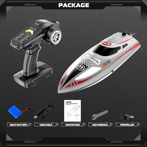 Bateau télécommandé RC 30 km/h gris avec batterie 30 min - 2