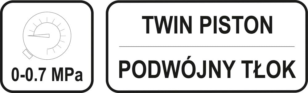 Graphic showing 0-0.7 MPa pressure range and Twin Piston feature