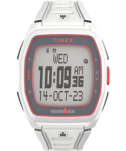 Timex IRONMAN T300 - Reloj unisex de 42 mm, pulsera en silicona blanca, esfera digital, caja blanca TW5M62500