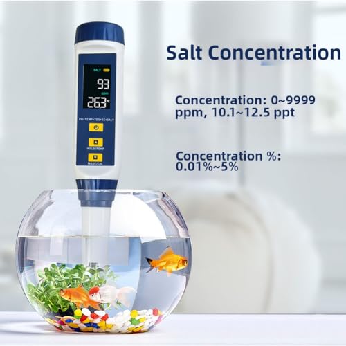 Testeur d'eau multi-paramètres 5 en 1 pH EC TDS Salinité et Température pour analyse précise - 4