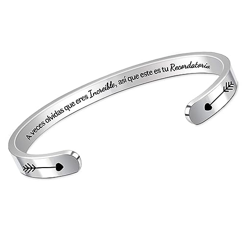 HZBLAZ Pulseras Inspiradoras con Frases Aliento Grabadas Regalos amistad Amiga Amigo Hermano Hermana Hija Hijo Mujer Hombre Obsequio Perfecto para Cumpleaños Graduación Navidad Joyería de Compañía