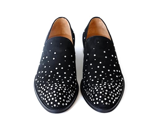 Jo Ghost 5414 Italian Black Suede Slip On Shoes w/Metal Studs2