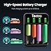 Tectra Universal Rapid 18650 Battery Charger for 3.7V Li-ion 18650 21700 22650 26650 18490 18350 17500 16340(RCR123) 10440 14500, 1.2V Ni-MH Ni-Cd AA AAA AAAA C Rechargeable Batteries