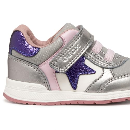 Geox B Rishon Girl, First Walker Shoe Bimba 0-24, Dk Silver Purple, 21 Eu - 8