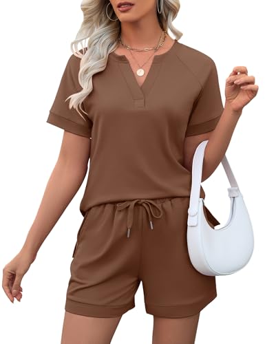 Image of LOMON Womens Two Piece Sets Summer Lounge Sets Sweatsuit Shorts Set Casual Matching Sets