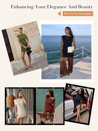 Image of Wenrine Womens 2026 Summer Mini Dress Casual Sleeveless Tie Waist Loose Ruched Beach Vacation Short Sundresses