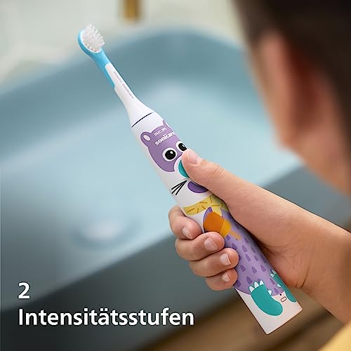 Philips Sonicare For Kids elektrische Zahnbürste - Design a Pet Edition - mit besonderen Tieraufklebern für Kinder, schmales Reiseetui und USB-Ladegerät (Modell HX3603/01) 6