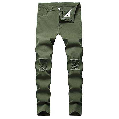 Zerrissene-Bleistiftjeans-FueR-Herren-Knierisse-Distressed-Stretch-Denim-Hose-Vintage-Skinny-Jeanshose-Im-Destroyed-Look
