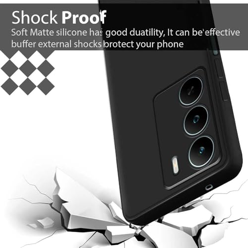 Image of Fashionury Liquid Silicon Back Cover for Realme P3 Lite 5G / Narzo 80 Lite 5G / Realme C73 5G / Realme C75 5G | Camera Protection | Inner Velvet Fabric | Anti-Fingerprint | Ultra Slim Case (Black)