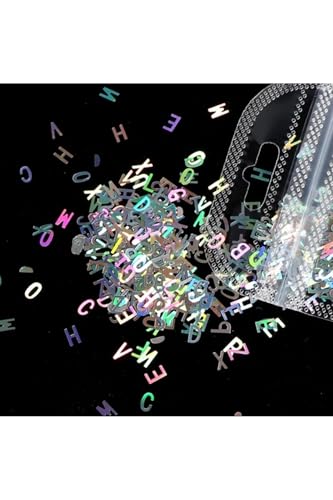 Hologram Harf Glitter 5 g, Reçine Alfabe Holografik Tırnak Makyaj Süs Malzemesi