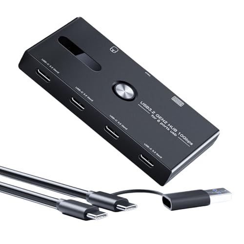 Adaptador multipuerto USB C de 10 Gbps con lectura rápida y 4 conexiones Tipo C más 2 USB